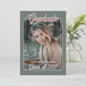 Koraal Oranje Blush Rood Salie Groen Afstuderen Aankondiging (Staand voorkant)