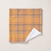 Koraal, oranje, bruine tartan-vlecht. bad handdoek (Wasdoekje)