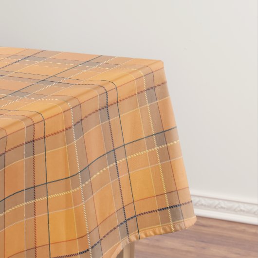 Koraal, oranje, bruine tartan-vlecht. tafelkleed (Voorbeeld)