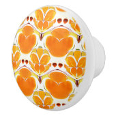 Koraal Oranje en Cream Batik Pattern Keramische Knop (Rechts)