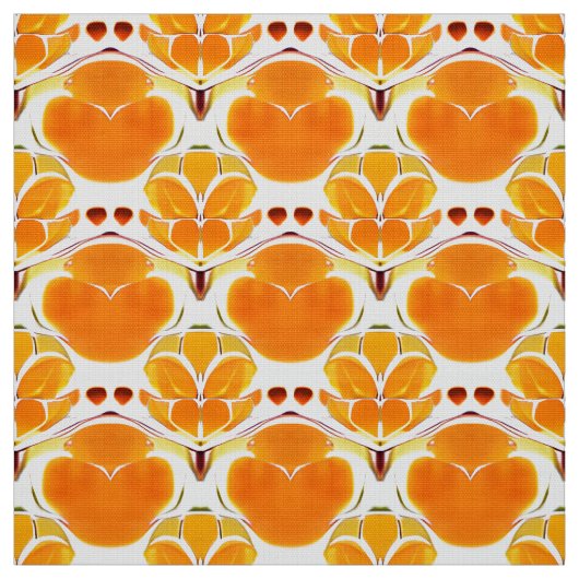 Koraal Oranje en Cream Batik Pattern Stof (Swatch)