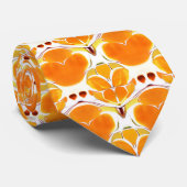 Koraal Oranje en Cream Batik Pattern Stropdas (Opgerold)