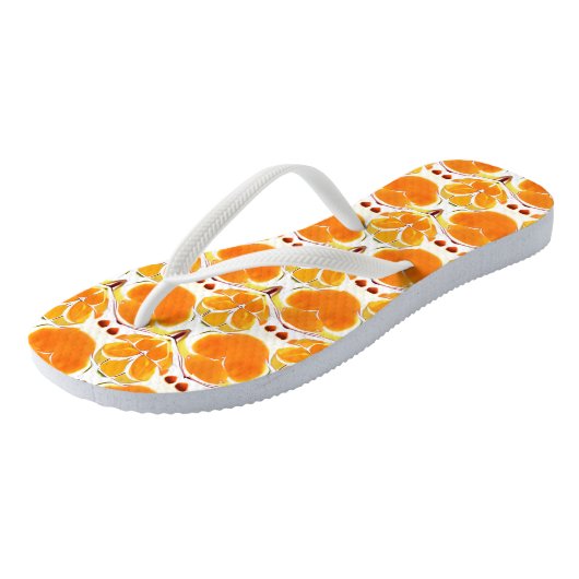 Koraal Oranje en Cream Batik Pattern Teenslippers (Schuin)