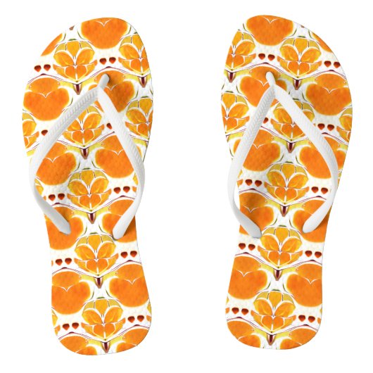 Koraal Oranje en Cream Batik Pattern Teenslippers (Voetbed)
