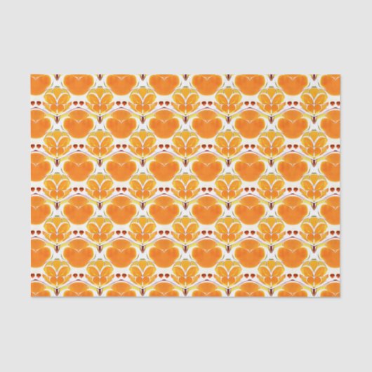 Koraal Oranje en Cream Batik Pattern Tissuepapier (Voorkant)
