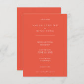 Koraal Oranje en witminimalistisch modern Save The Date (Voorkant / Achterkant)