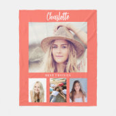 Koraal oranje foto collage meisje vrienden fleece deken (Voorkant)