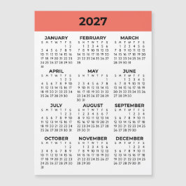 Koraal Oranje Kalender 2027 Magnetisch