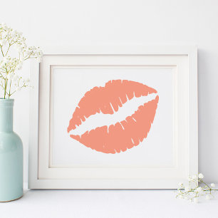 Koraal Oranje Lippenstift Kus Poster