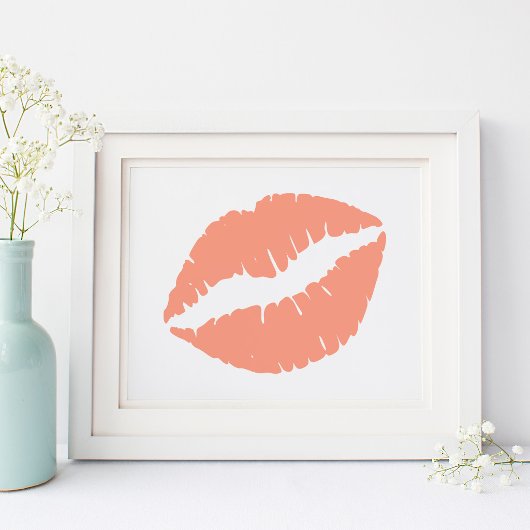 Koraal Oranje Lippenstift Kus Poster