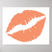 Koraal Oranje Lippenstift Kus Poster (Voorkant)