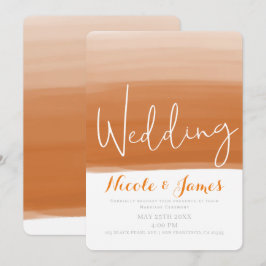 Koraal Oranje Meloen Waterverf Modern Glam Bruilof Kaart