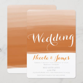 Koraal Oranje Meloen Waterverf Modern Glam Bruilof Kaart