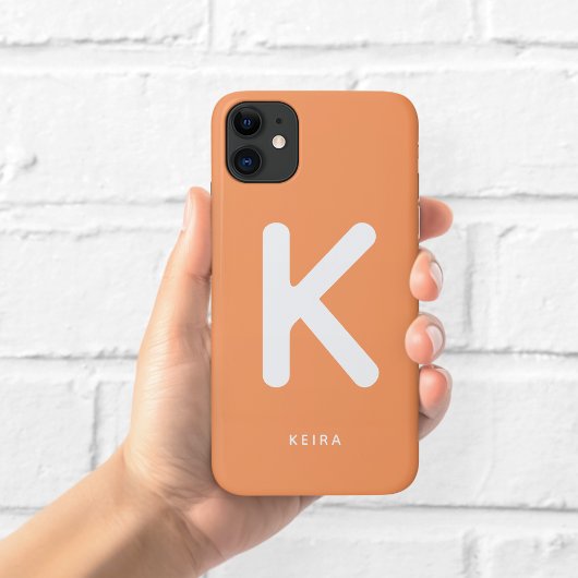 Koraal Oranje Monogram Hoesje