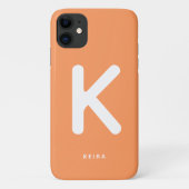 Koraal Oranje Monogram Hoesje (Achterkant)