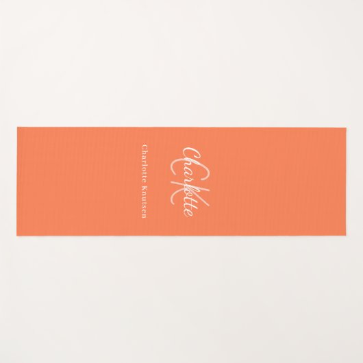 Koraal oranje monogram initialen naam yogamat (Voorkant (horizontaal))