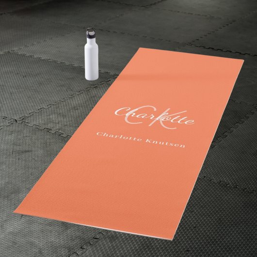 Koraal oranje monogram initialen naam yogamat