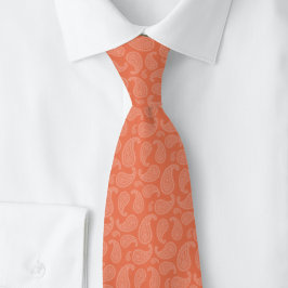 Koraal Oranje Paisley Stropdas