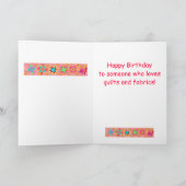 Koraal Oranje Patchwork Quilt Art Happy Birthday Kaart (Binnen)