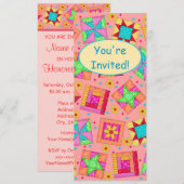 Koraal Oranje patchwork Quilt Block Art Kaart (Voorkant / Achterkant)