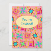 Koraal Oranje patchwork Quilt Block Art Kaart (Voorkant)