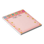 Koraal Oranje patchwork Quilt Block Art Notitieblok (Schuin)