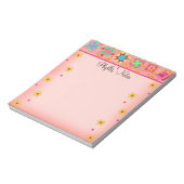 Koraal Oranje patchwork Quilt Block Art Notitieblok (Linkerzijde)