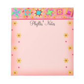 Koraal Oranje patchwork Quilt Block Art Notitieblok (Voorkant)