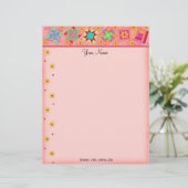 Koraal Oranje patchwork Quilt Blocks Letterhead Persoonlijk Briefhoofd (Staand voorkant)