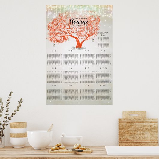 Koraal Oranje Rustisch Boom - Zitkuur Poster (Keuken)