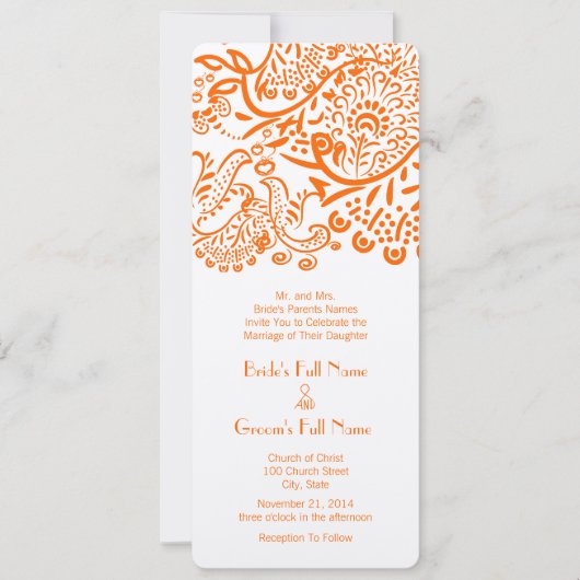 Koraal Oranje Tortelduifjes bruiloft Kaart (Voorkant)