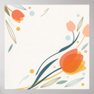Koraal Oranje Tulpen Modern Minimaal Bloemstuk Pos Poster