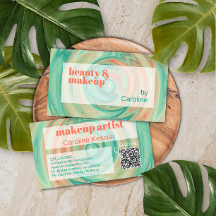 Koraal Oranje vivid Jade Green Abstract kunstpatro Visitekaartje