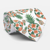 Koraal Oranje Waterverf Floral Panas Patroon Stropdas (Opgerold)