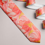 Koraal oranje waterverf floreel zomerpatroon stropdas<br><div class="desc">Koraalroze en oranje rode waterverf bloemblaadjes met mannen als dessin voor een trendy stijlvolle zomeroutfit.</div>