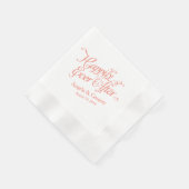 Koraal Oranje wit nog lang en gelukkig na de bruil Servetten (Hoek)