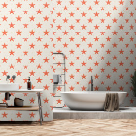 Koraal Oranje Zeester Kustbehang Behang