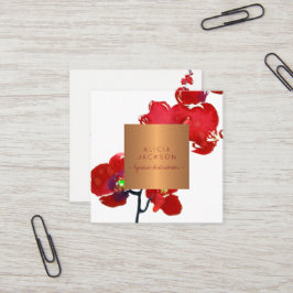 Koraal orchidee koper roos gouden lippenstift dist vierkante visitekaartje