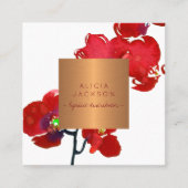 Koraal orchidee koper roos gouden lippenstift dist vierkante visitekaartje (Voorkant)