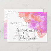 Koraal Orchidee Waterverf Butterfly Bliss Save the Aankondigingskaart (Voorkant / Achterkant)