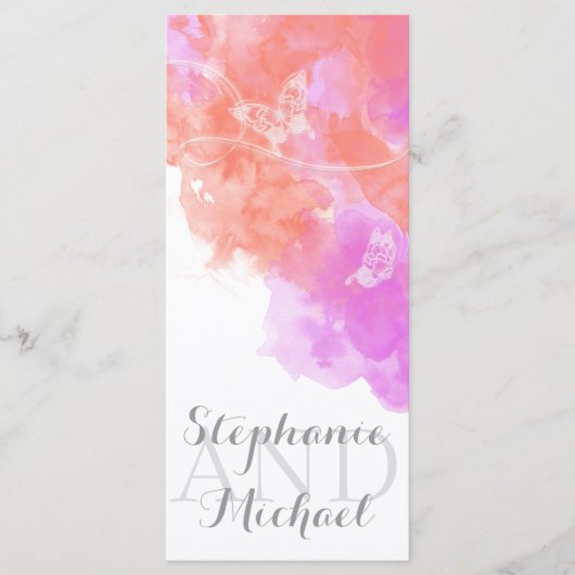 Koraal Orchidee Waterverf Butterfly Program Rack Programmakaart (Voorkant)