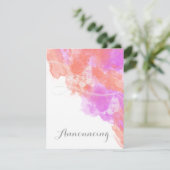 Koraal Orchidee Waterverf Vlinder Verloving Annou Aankondiging (Staand voorkant)