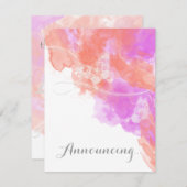 Koraal Orchidee Waterverf Vlinder Verloving Annou Aankondiging (Voorkant / Achterkant)