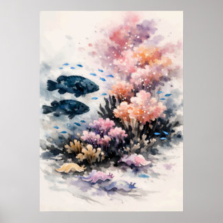 Koraal Paaiend Rif Aquarel Kunst Poster