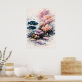 Koraal Paaiend Rif Aquarel Kunst Poster (Keuken)
