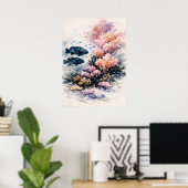 Koraal Paaiend Rif Aquarel Kunst Poster (Thuiskantoor)