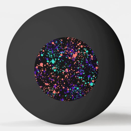 koraal paars groen op zwart | verfspatten | pingpongbal (Voorkant)