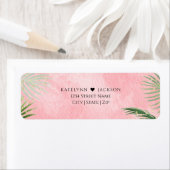 Koraal Palmen Tropische Bruiloft Retouradres Etiket (Insitu)