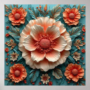 🌸 Koraal Papier Bloemen Muur Kunst Bloemendecorat Poster