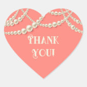 Koraal & Parels Hartvormig "Dank je wel" Hart Sticker (Voorkant)